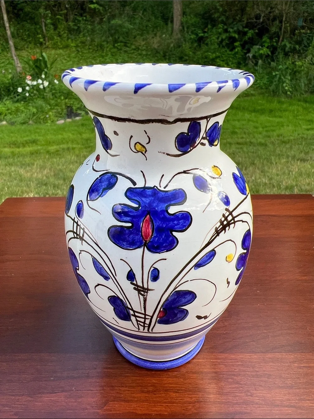 VTG Italian Majolica Handpainted Rooster Deruta Studio Pottery Vase Signed